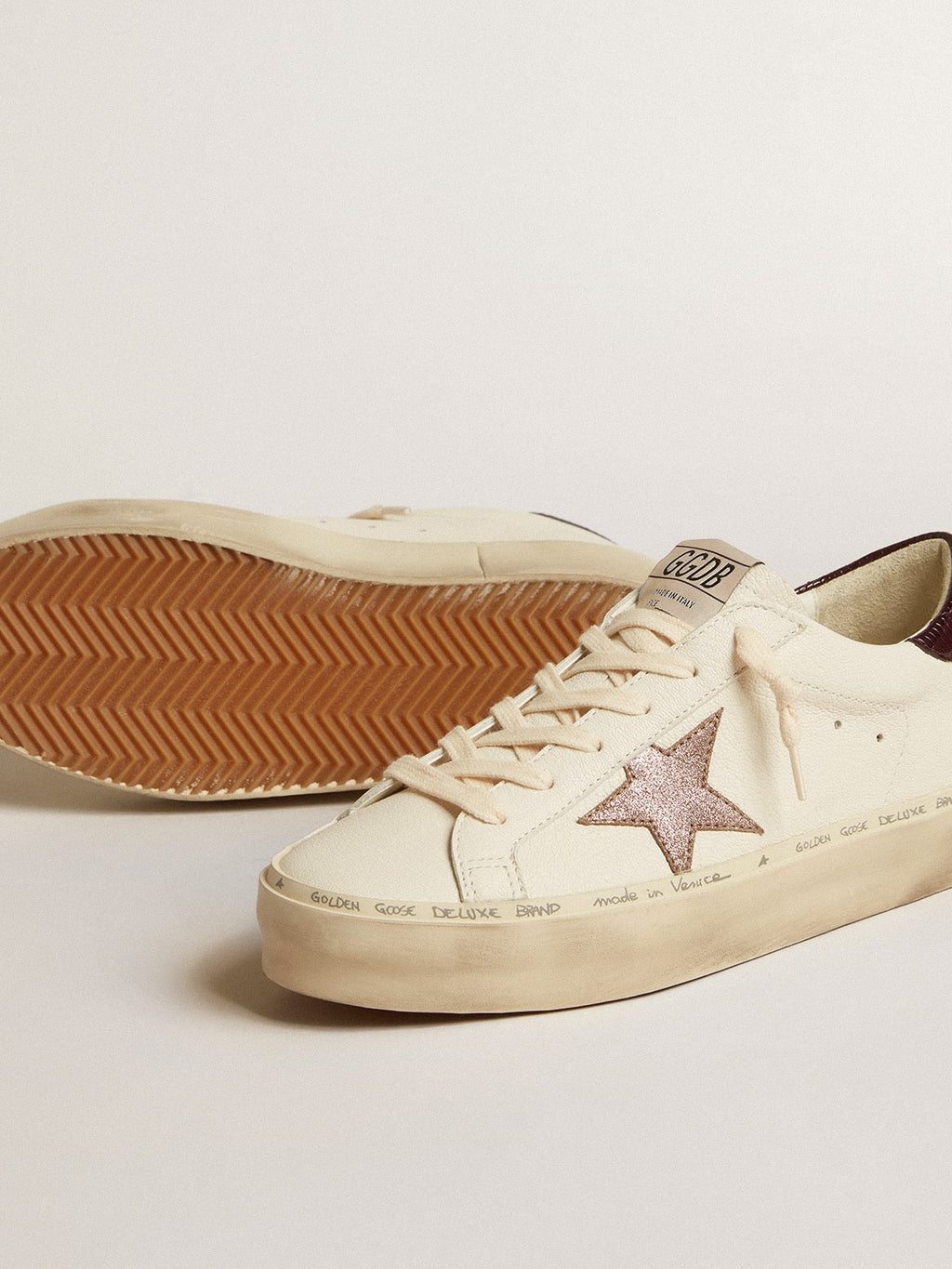 Women's Hi Star LTD in nappa with glitter star and lizard-print heel tab