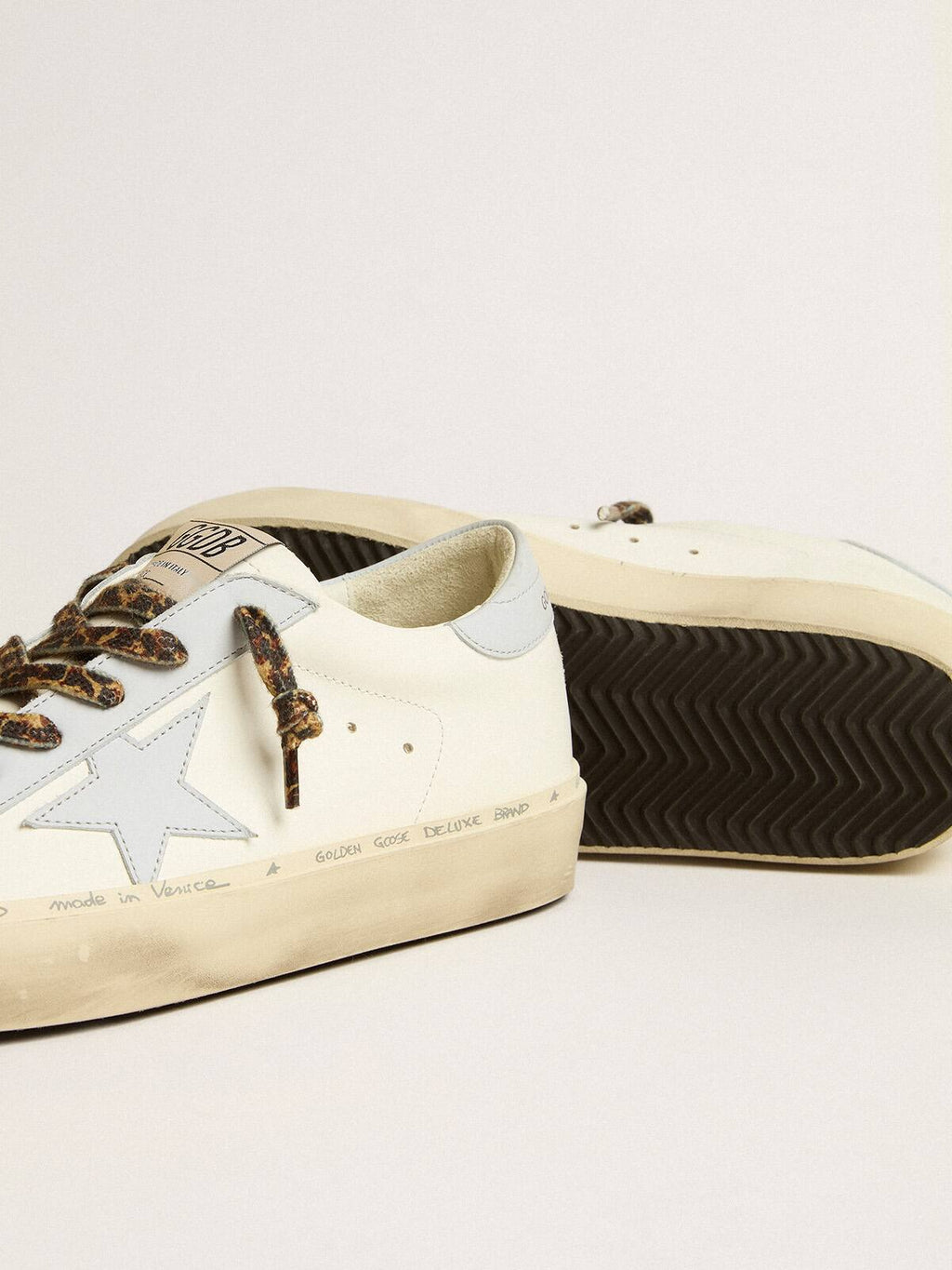 Hi Star LTD in leather with light blue leather star and heel tab