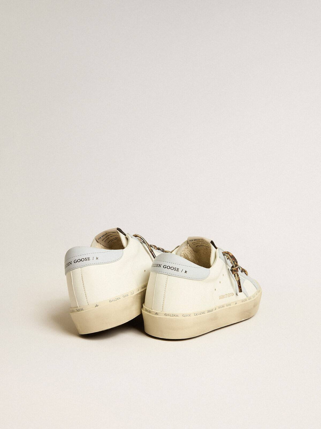 Hi Star LTD in leather with light blue leather star and heel tab