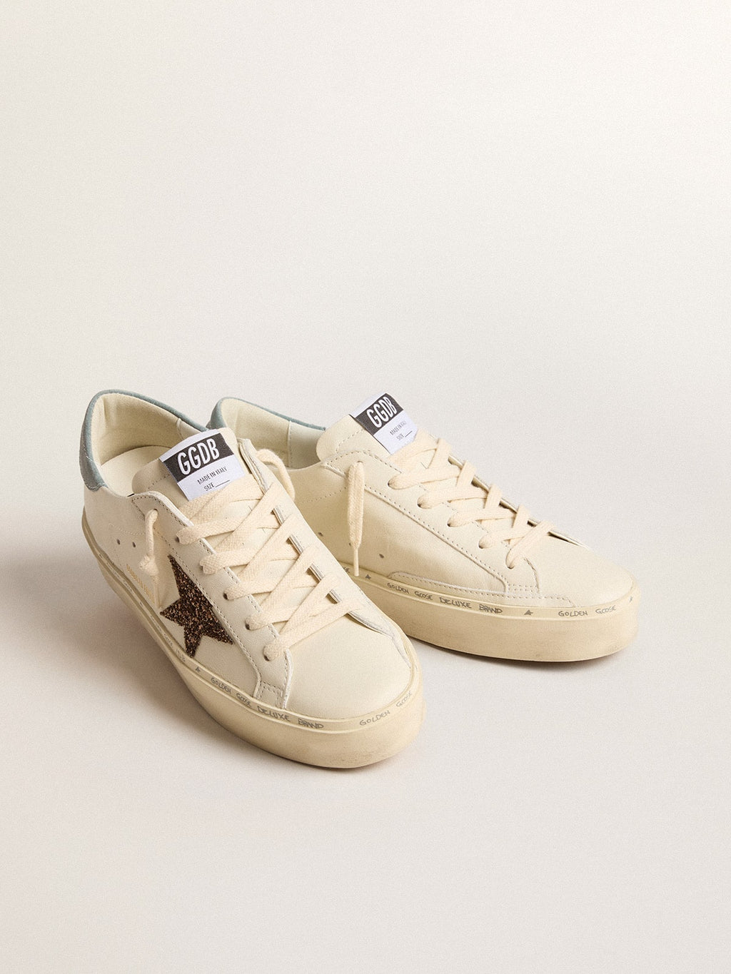Women's Hi Star LTD with hazelnut glitter star and light blue suede heel tab