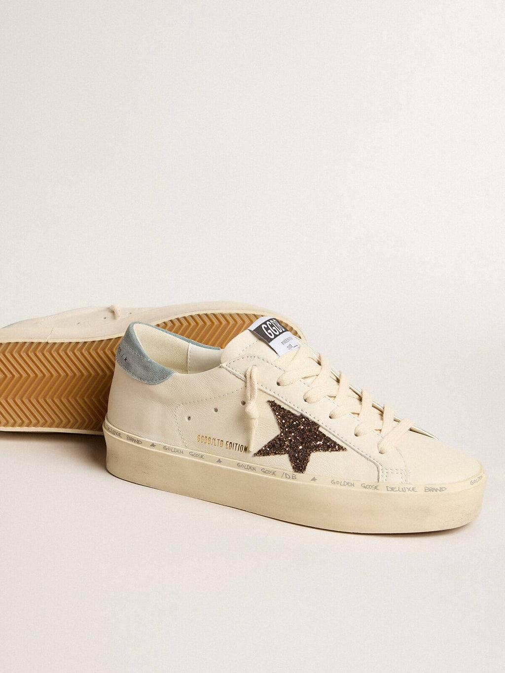 Women's Hi Star LTD with hazelnut glitter star and light blue suede heel tab