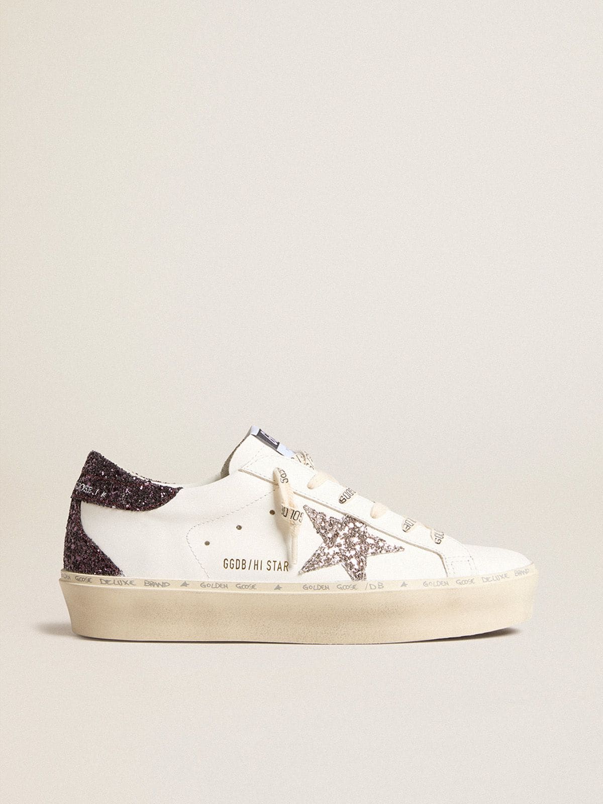 Women’s Hi Star with silver glitter star and ruby red glitter heel tab