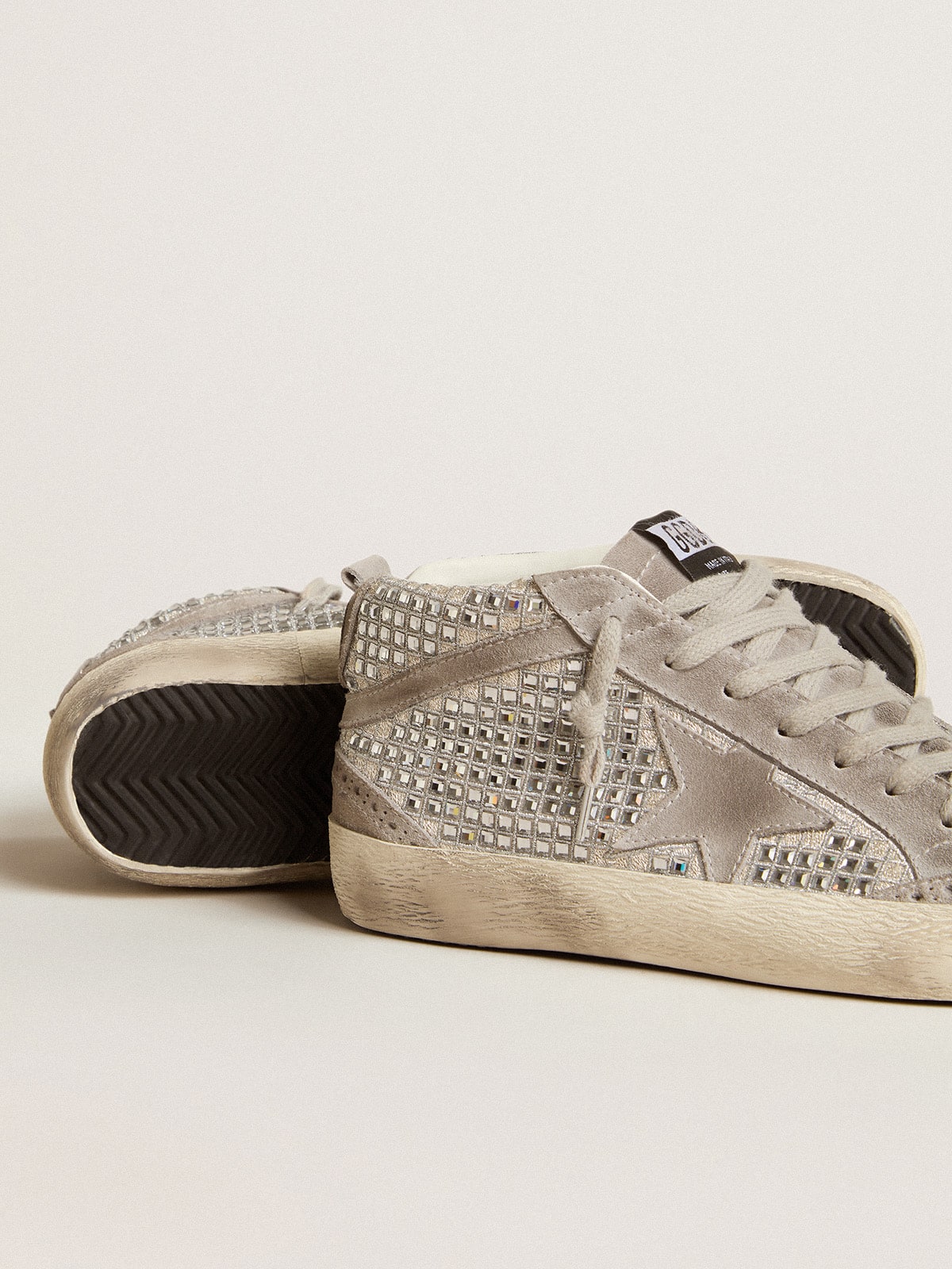 Mid Star in silver suede with Swarovski crystals and suede star