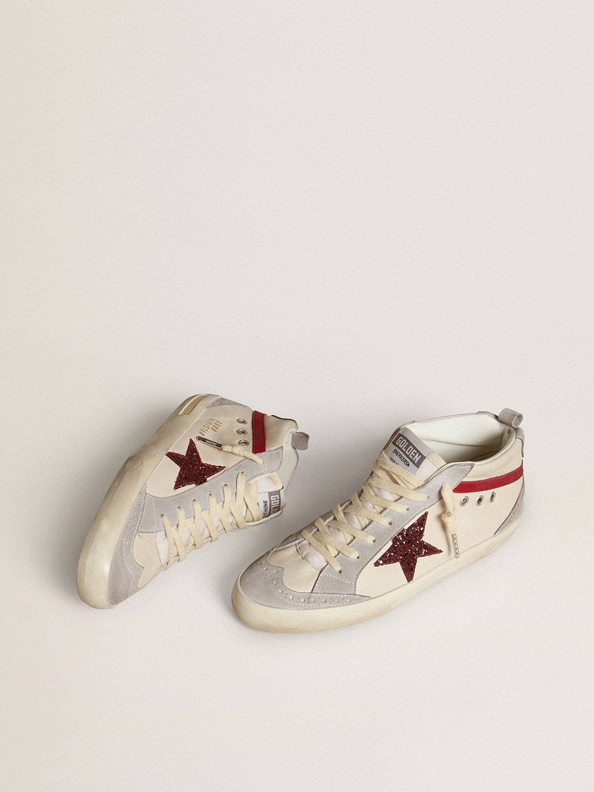 Women’s Mid Star in leather with glitter star and red nubuck flash