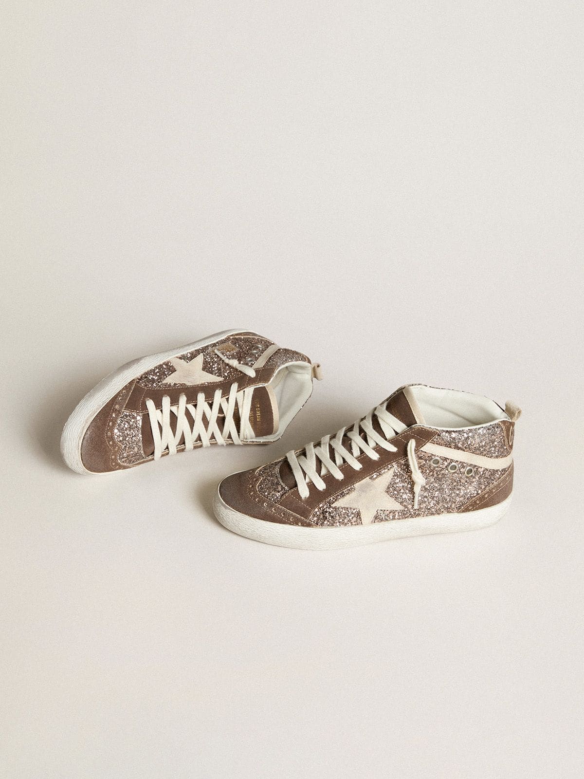 Women's Mid Star in glitter with pearl suede star and brown suede inserts