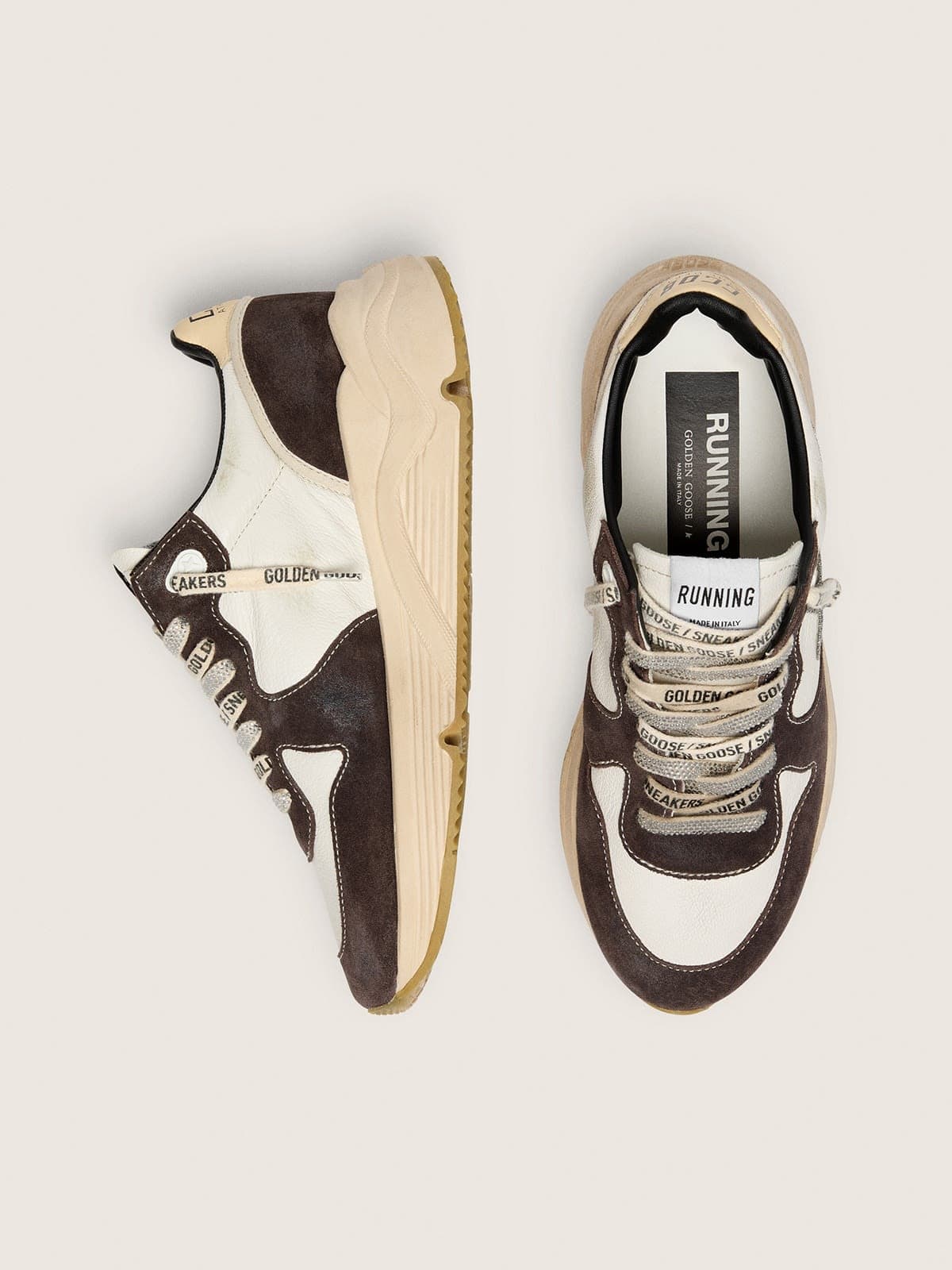 Running Sole LTD in nappa and brown suede with a Swarovski crystal star
