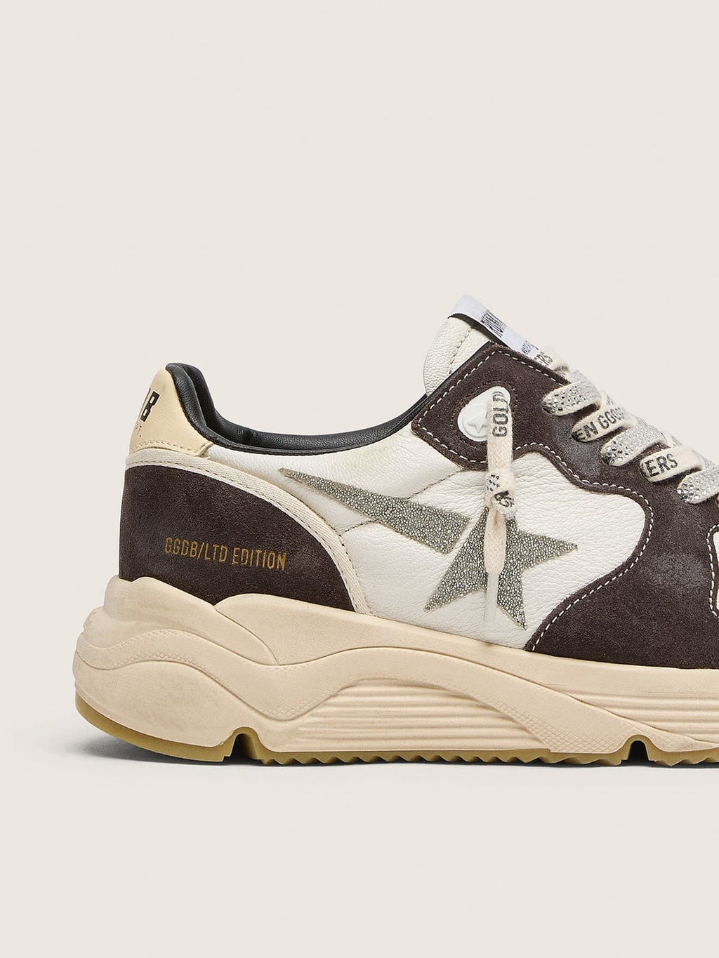 Running Sole LTD in nappa and brown suede with a Swarovski crystal star