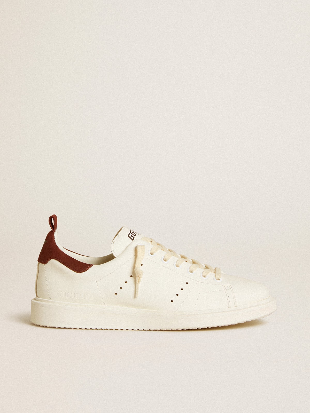 Women's Starter in white leather with burgundy nubuck heel tab