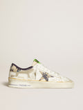 Women’s Stardan LAB in white leather with a camouflage star and heel tab