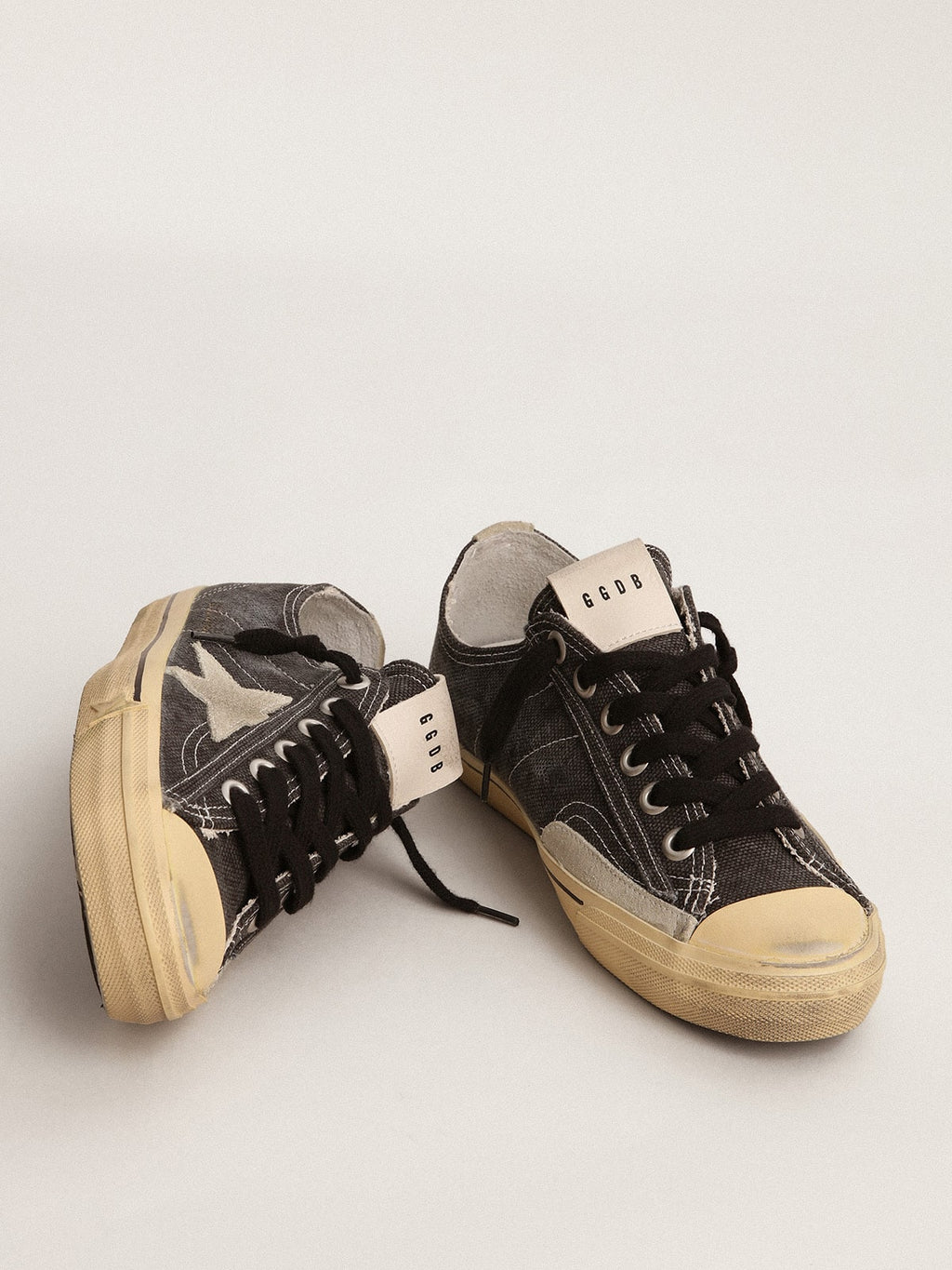 Women's V-Star LTD in black canvas with ice-gray star and heel