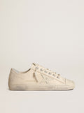 V-Star in light cream canvas with milk-white leather star