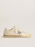V-Star in beige canvas with a silver glitter star