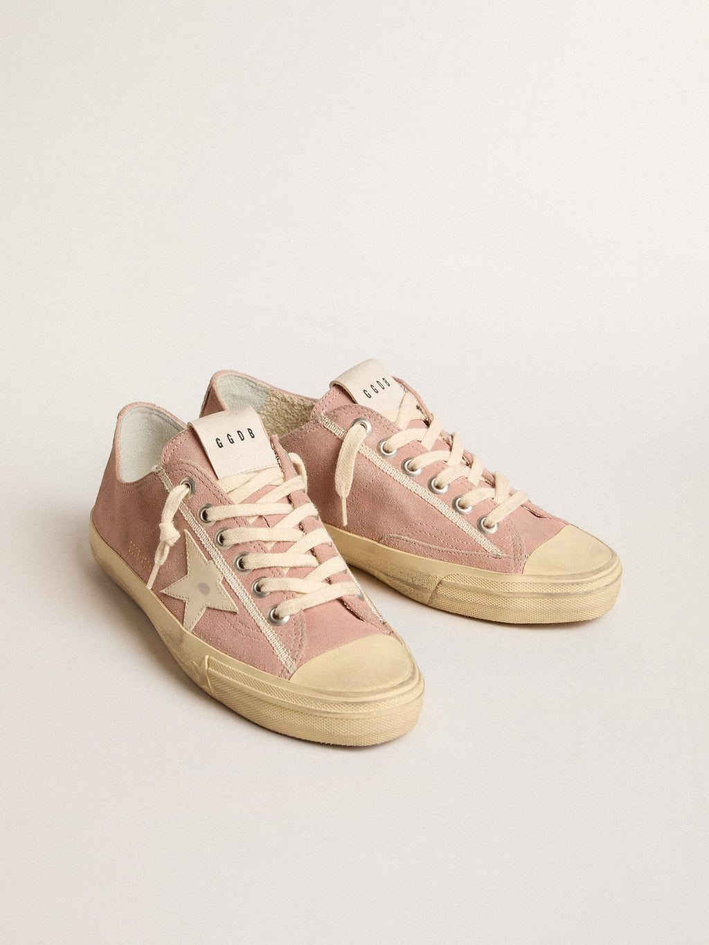 V-Star in pink suede with cream leather star