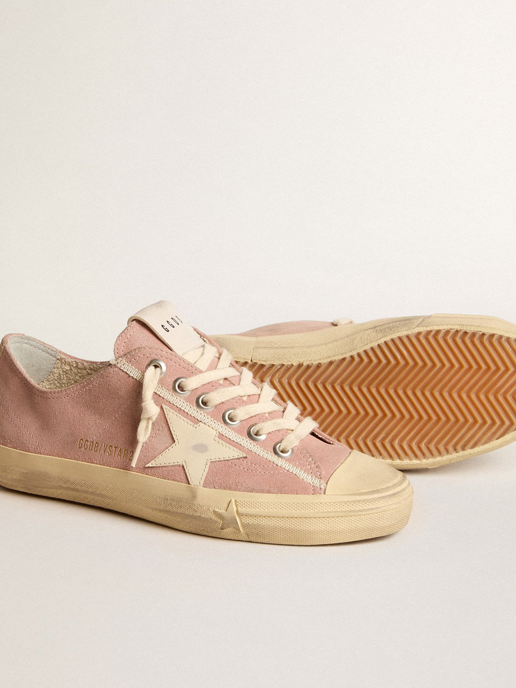 V-Star in pink suede with cream leather star