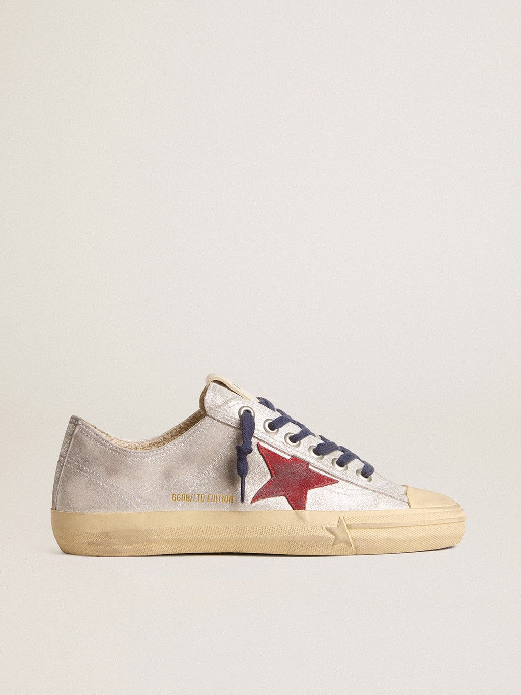 Women's V-Star LTD in silver metallic suede with red suede star