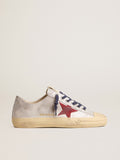 Women's V-Star LTD in silver metallic suede with red suede star