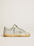 Women’s Super-Star in aged white nubuck with Swarovski crystals