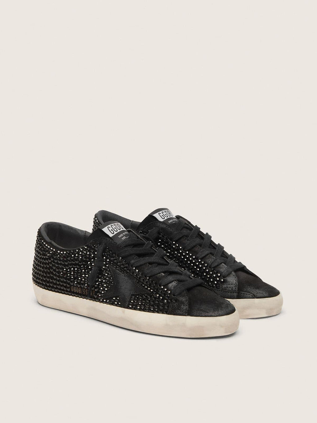 Super-Star in black suede with Swarovski crystals and black suede star