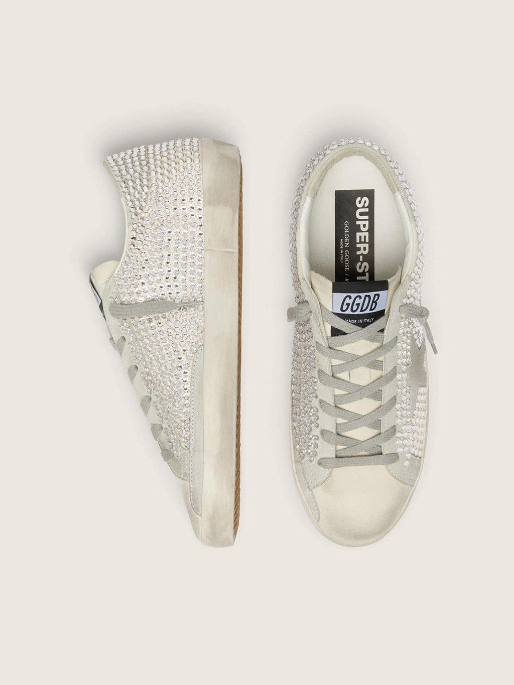 Super-Star in nubuck with Swarovski crystals and ice-gray suede star