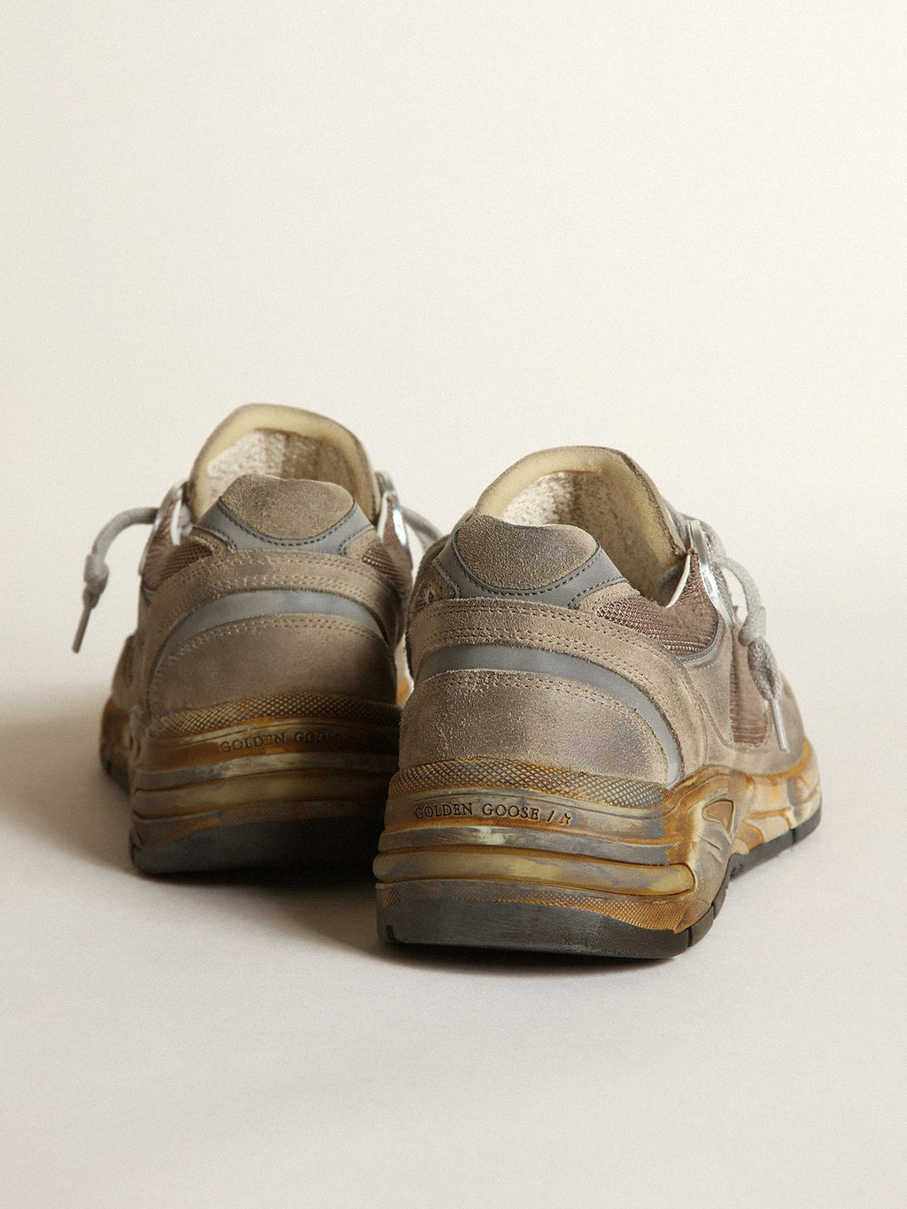 Women's Dad-Star in dove gray mesh and suede