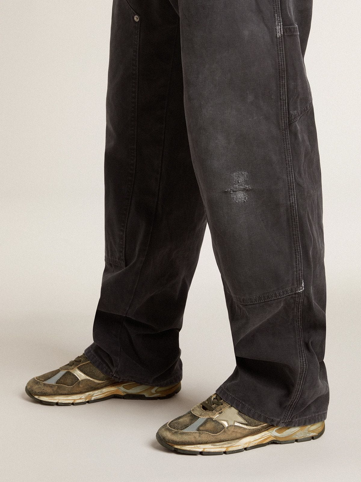 Women’s Dad-Star in suede and nylon with khaki leather star and heel tab