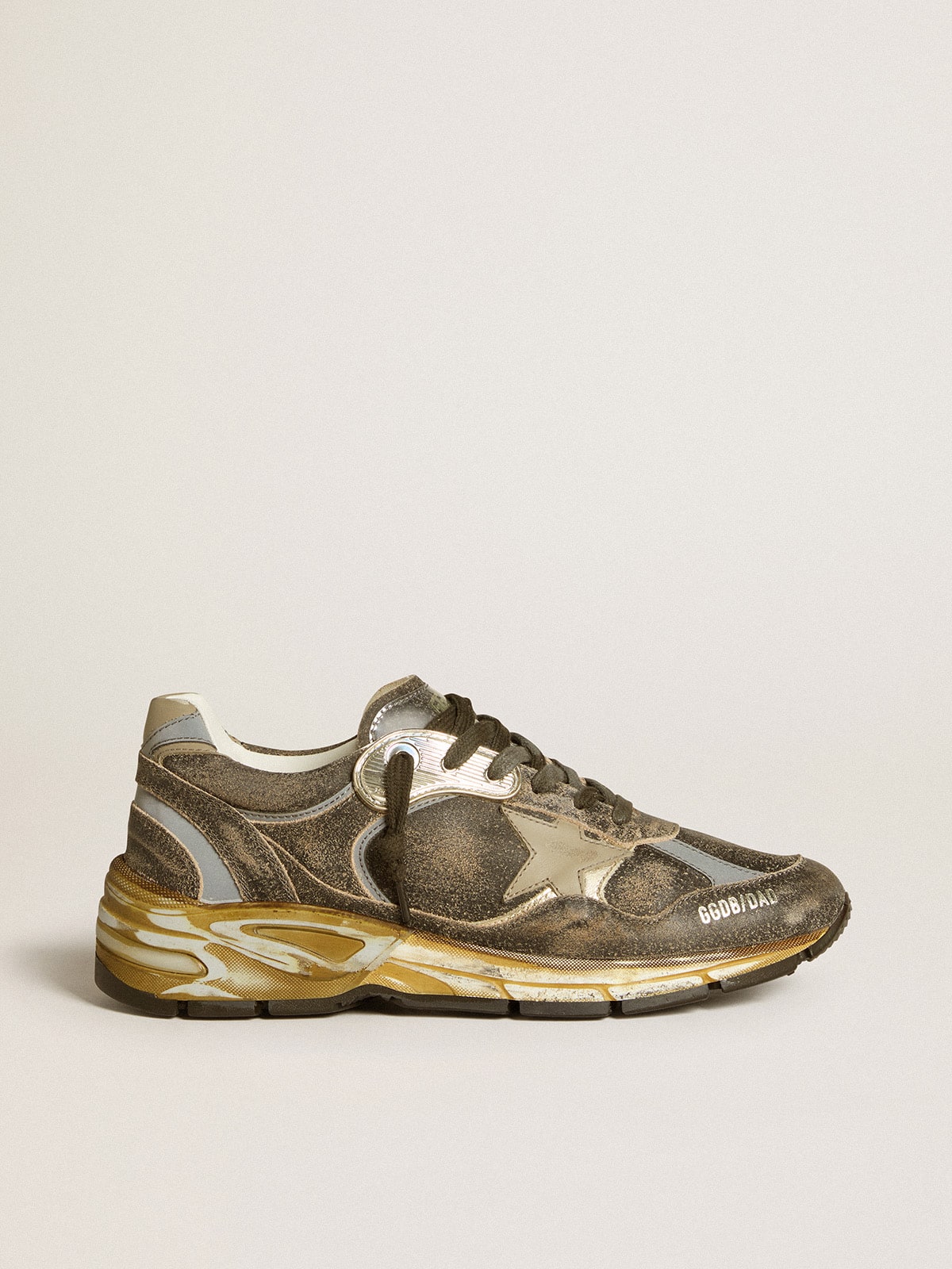 Women’s Dad-Star in suede and nylon with khaki leather star and heel tab
