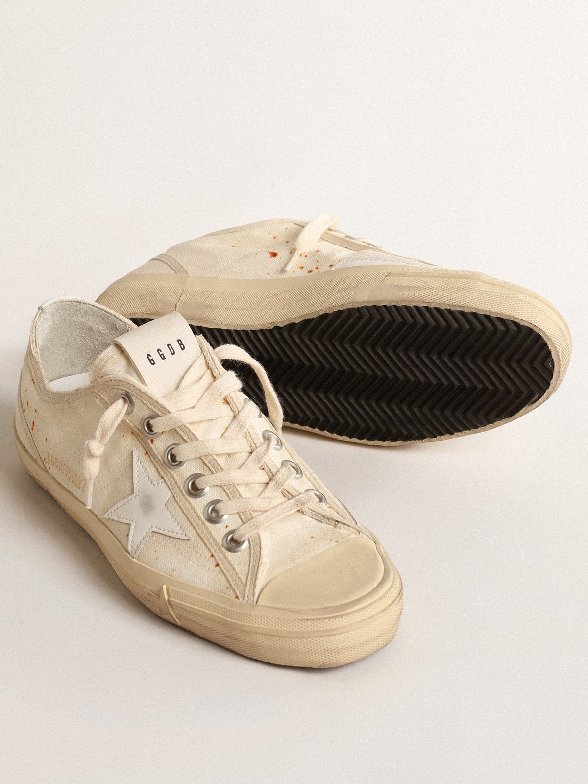 Women’s V-Star LAB in canvas with leather star and rust-colored speckles