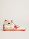 Women's Sky-Star in white nappa with red star and heel tab