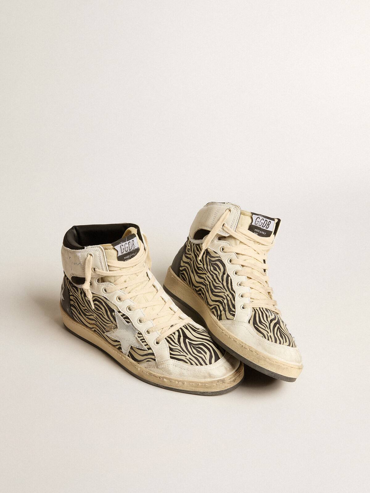 Women’s Sky-Star LAB in zebra nappa with textured silver leather star
