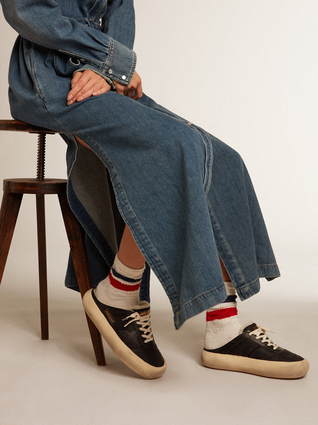 Women's Space-Star Sabots with leather star and shearling lining