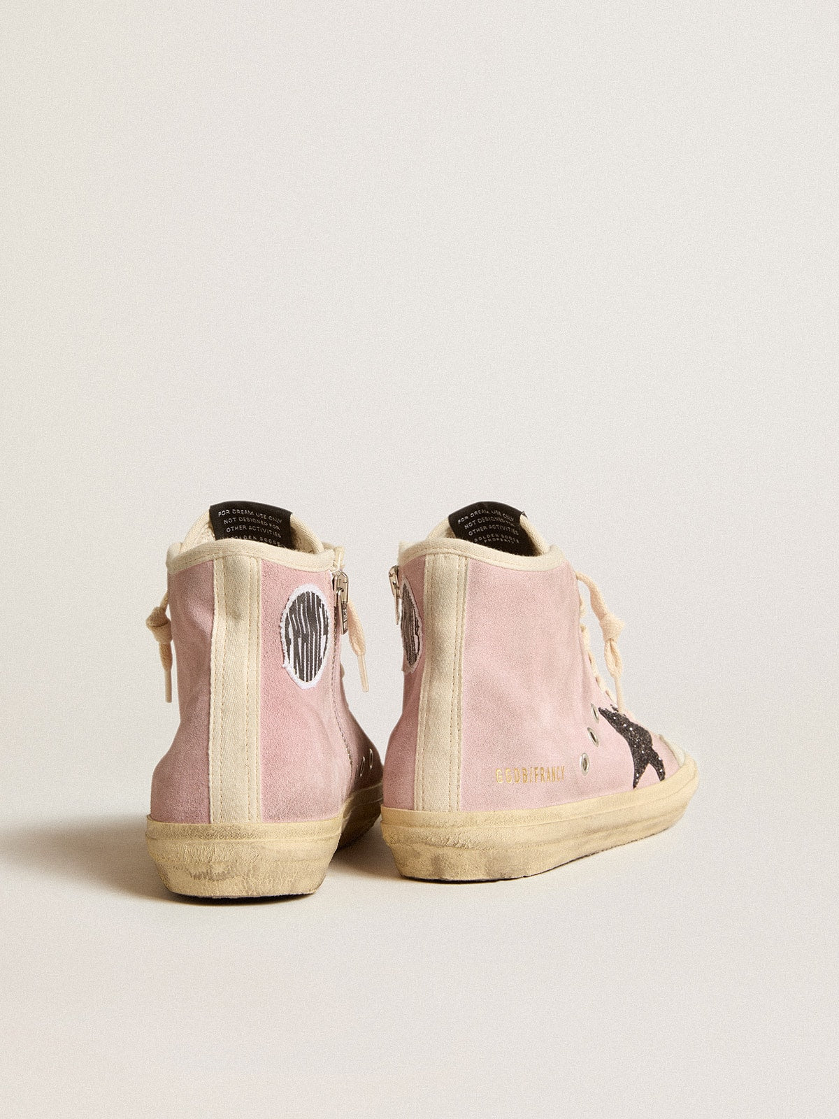 Francy Penstar in pink suede with gray glitter star
