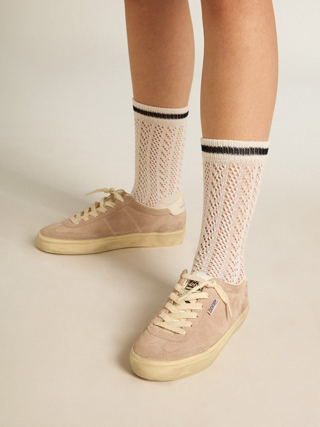 Soul Star in pink suede with milk-white leather heel tab