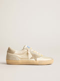 Women’s Super-Star LAB in nylon with dove-gray star and ice-gray suede inserts