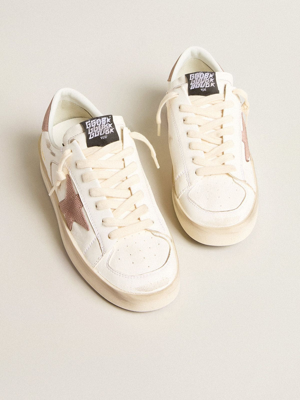 Stardan sneakers with pink textured leather star and heel tab