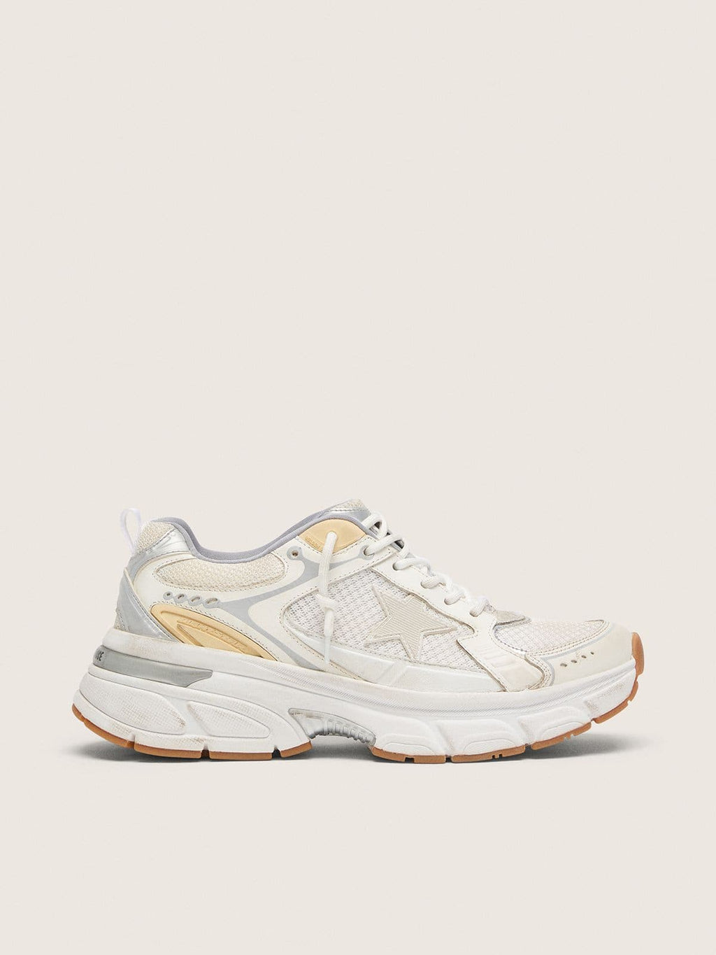 Women’s Lightstar in white leather and mesh with worn-white star