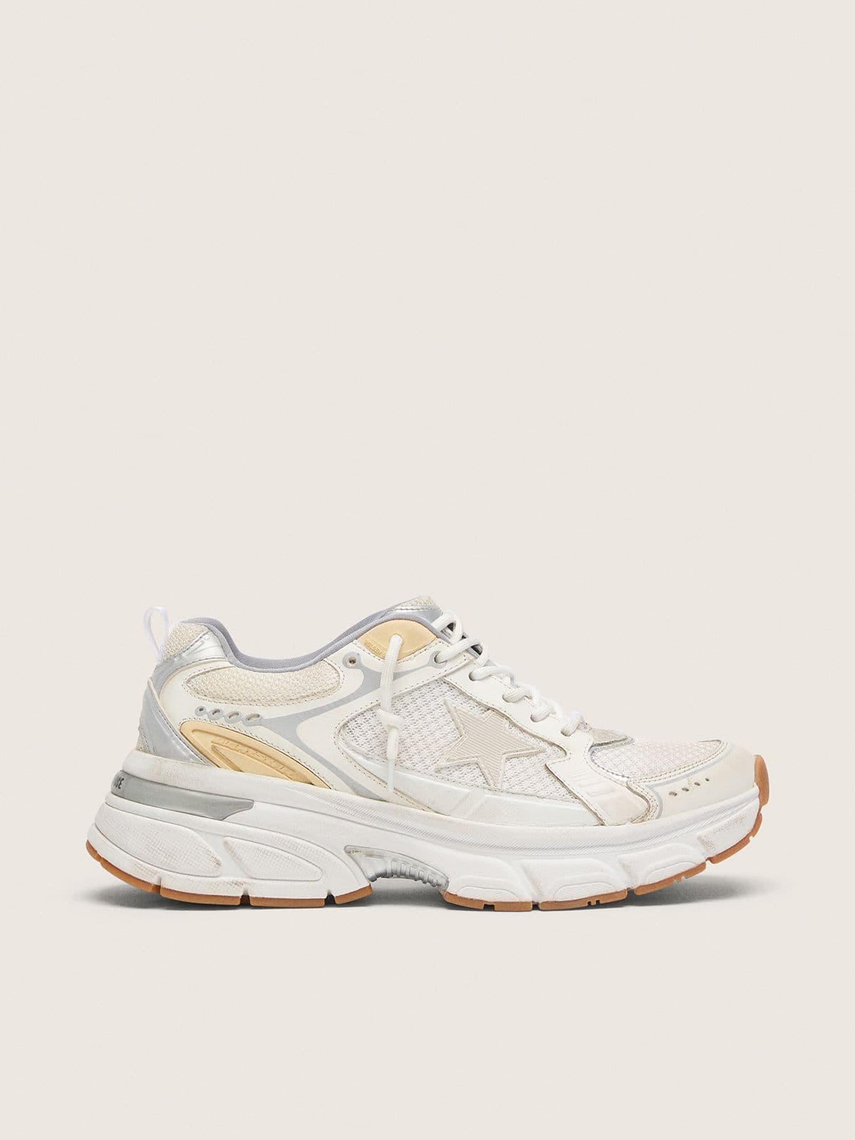 Women’s Lightstar in white leather and mesh with worn-white star