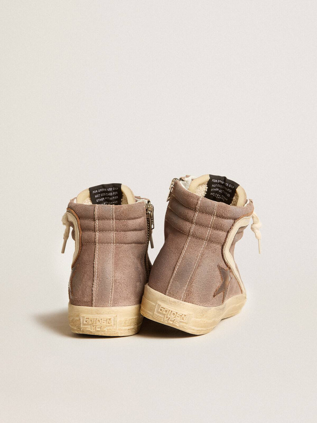 Women’s Slide LTD in brown suede with leather star and flash