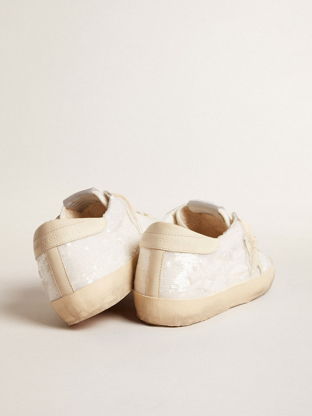 Women's Super-Star LTD in white sequins with leather star and embroidery