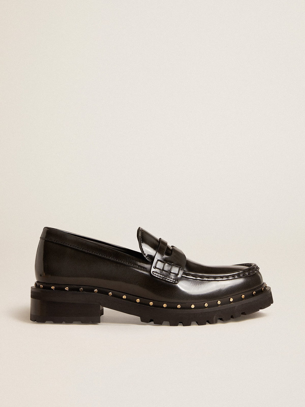Women’s chunky loafers in studded black leather