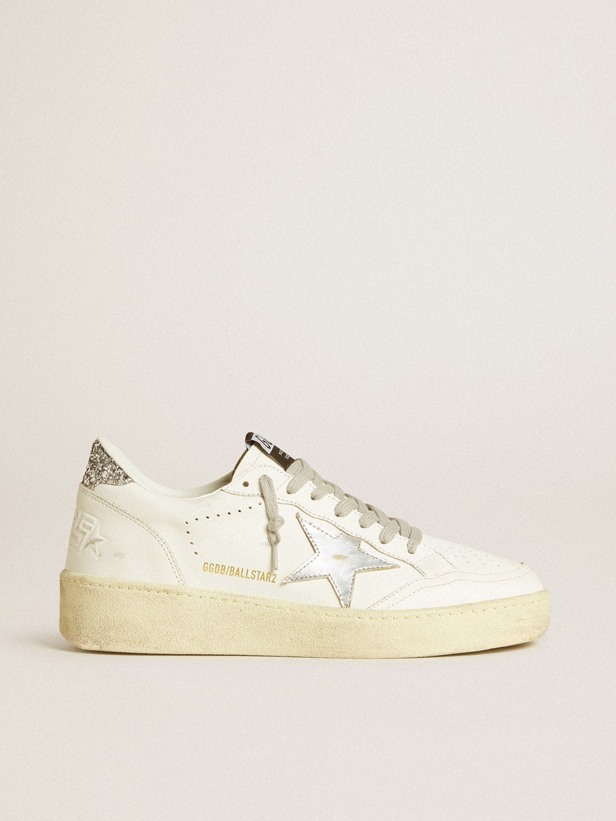 Women's Ball Star with silver leather star and silver glitter heel tab