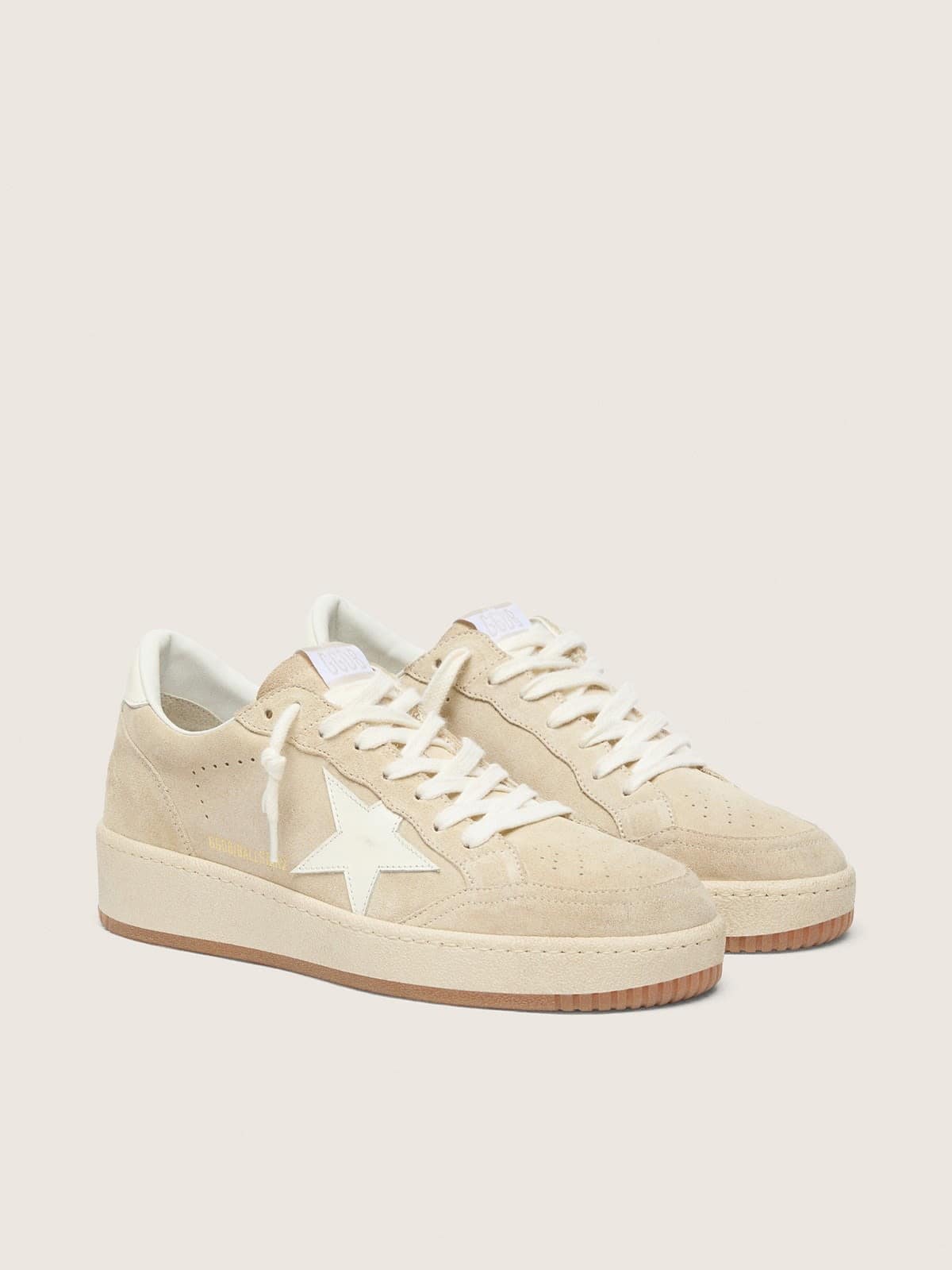 Ball Star in beige suede with white leather star and heel tab