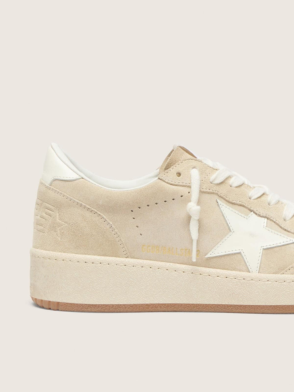Ball Star in beige suede with white leather star and heel tab