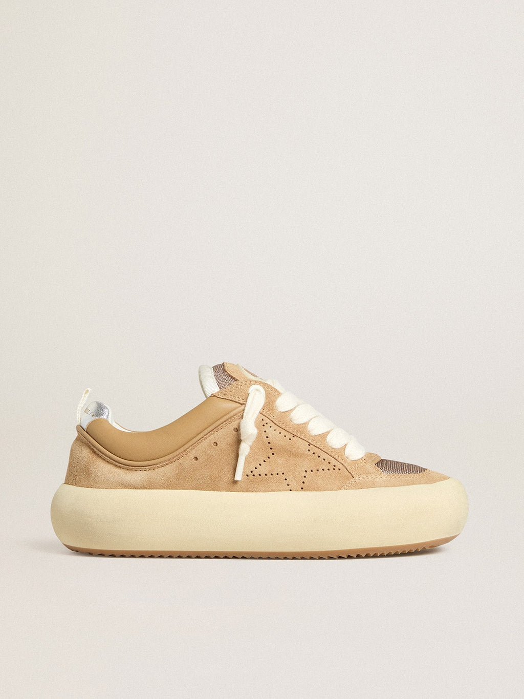 Women's Space-Star Cube in tobacco suede with perforated star