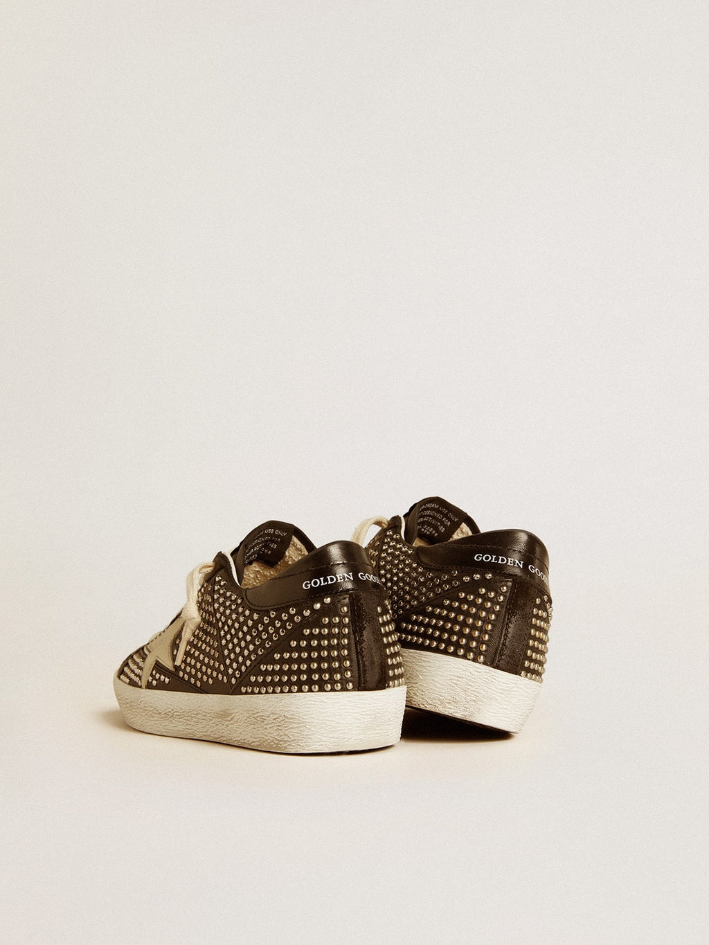 Women’s Super-Star in studded black nappa with white leather star