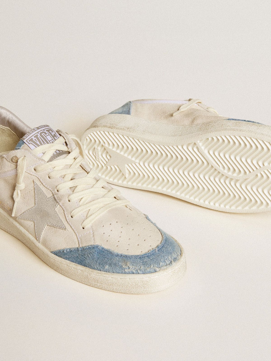Ball Star LTD in suede with metallic leather star and denim inserts