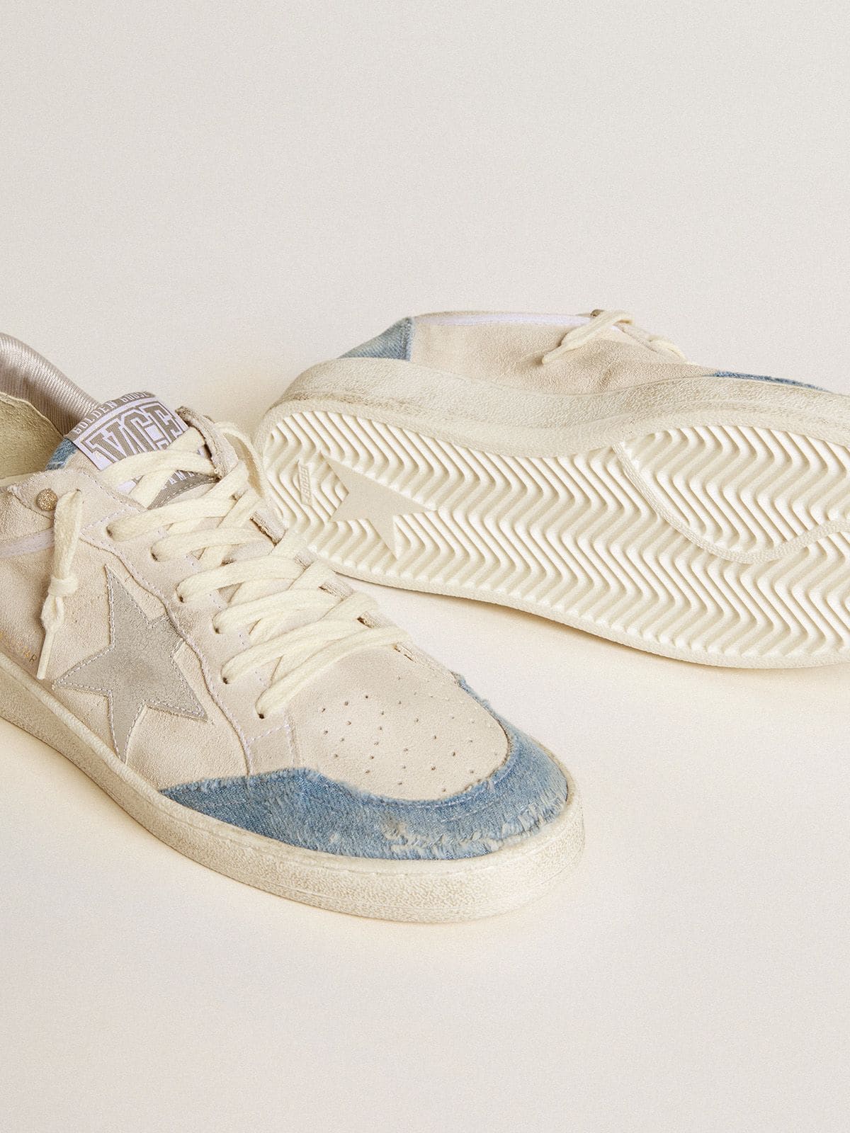 Ball Star LTD in suede with metallic leather star and denim inserts