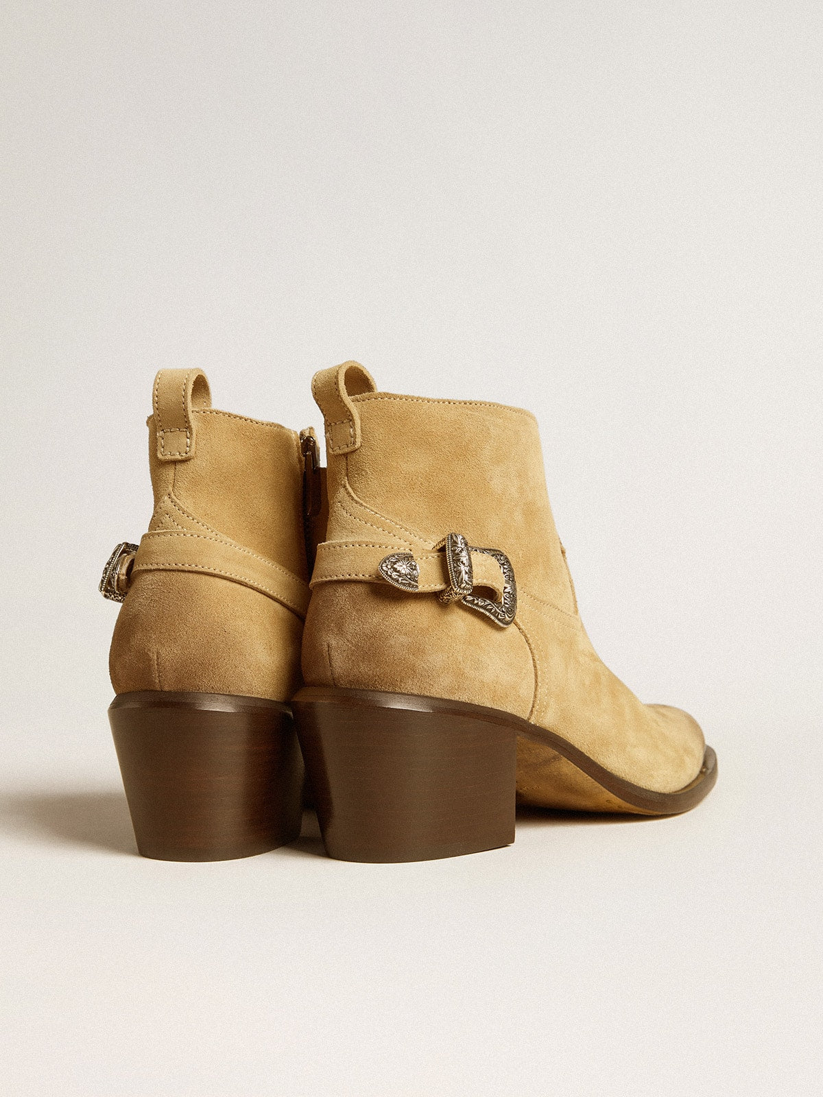 Patty ankle boots in sand-colored waxed suede