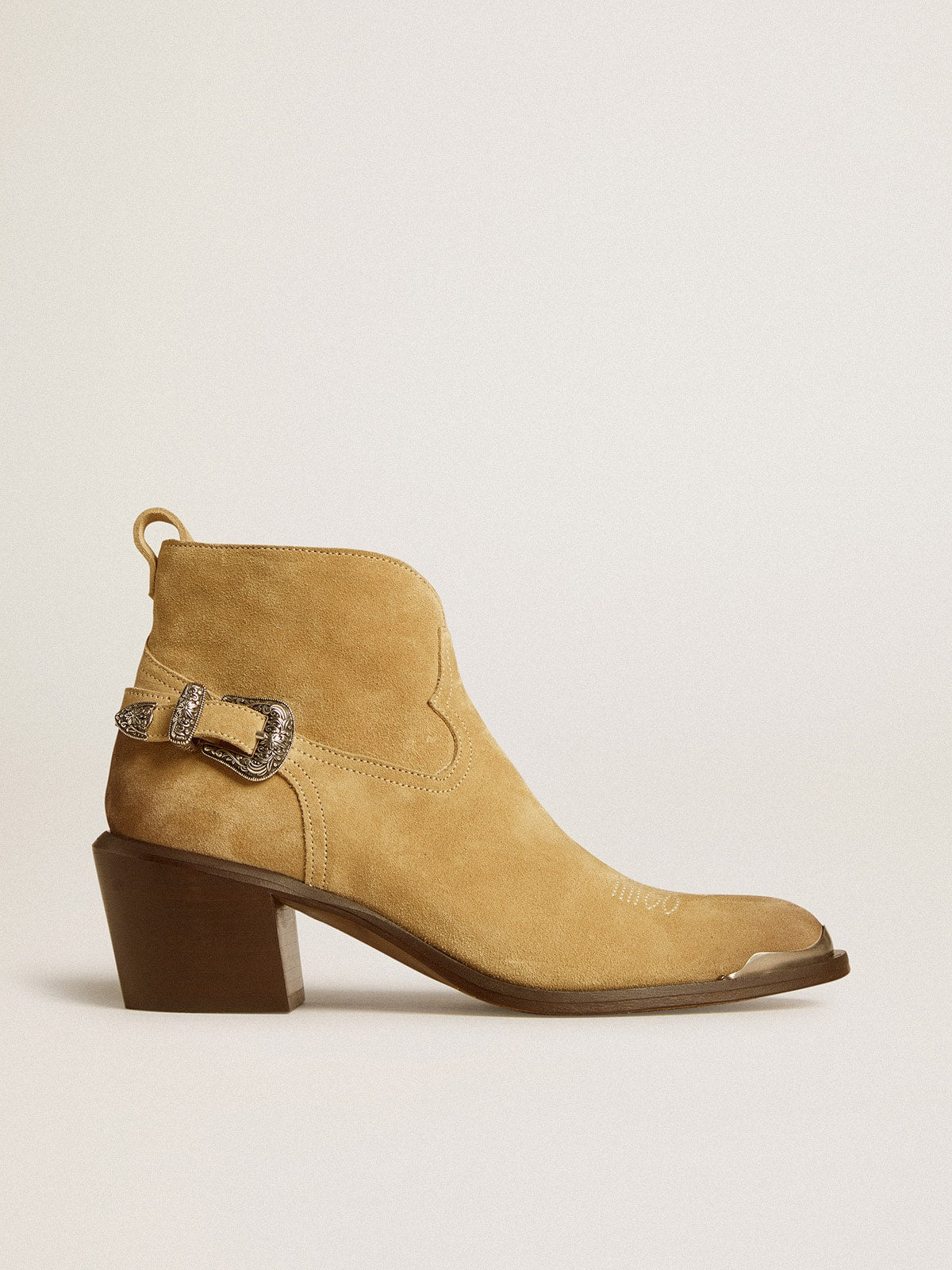 Patty ankle boots in sand-colored waxed suede