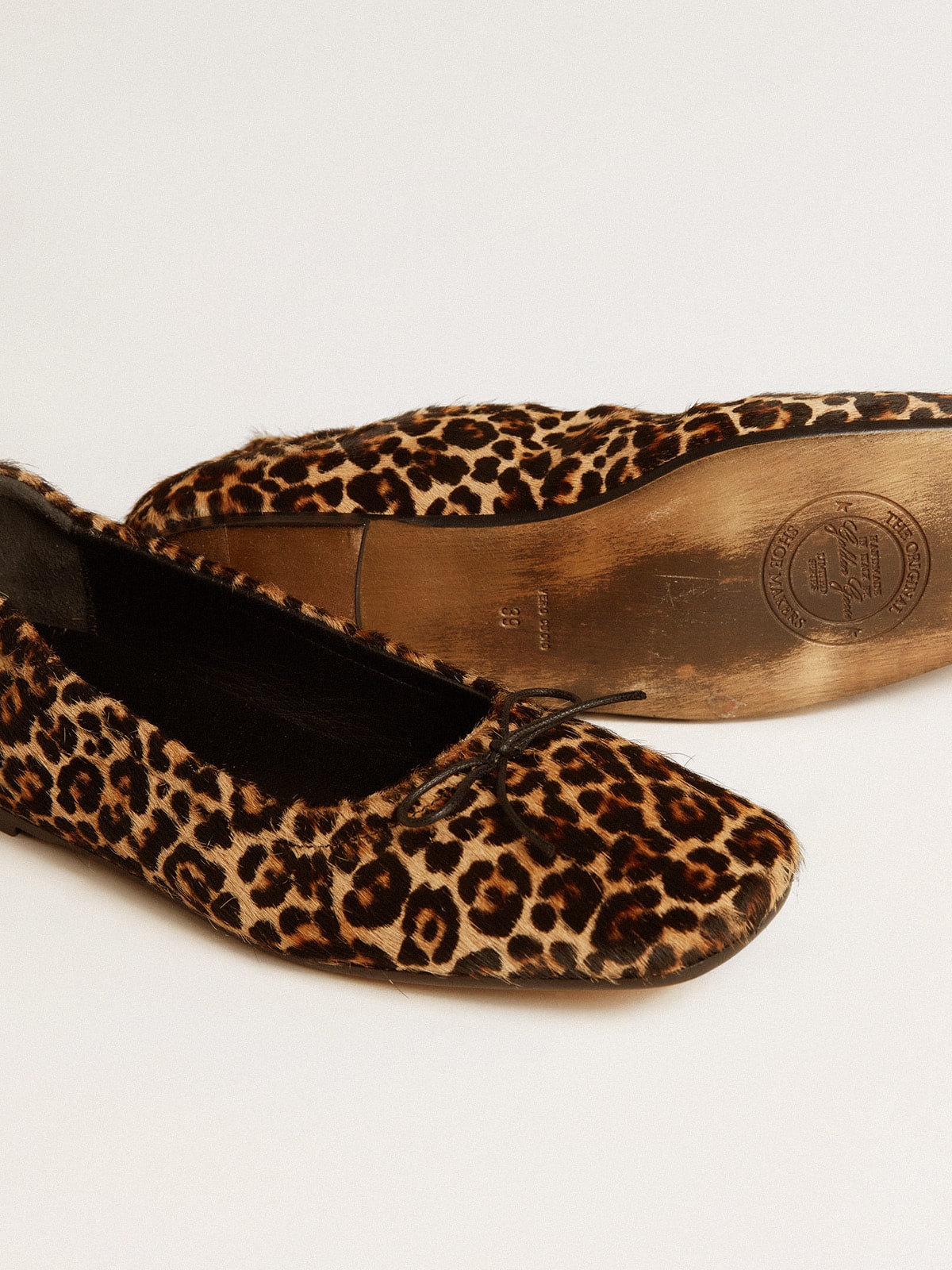 Amy ballet flats in beige leopard-print pony skin