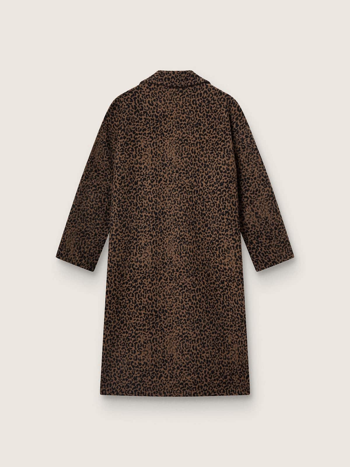 Women's single-breasted cocoon coat in wool with jacquard motif